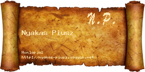 Nyakas Piusz névjegykártya
